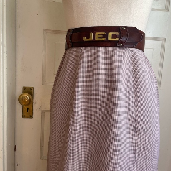 1940’s Light Pink and Grey Muted Houndstooth Pencil Skirt with Side Metal Zip - Picture 14 of 14